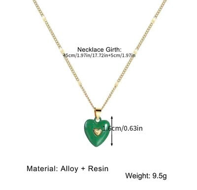 💚💚💚Heart pendant with necklace (green)