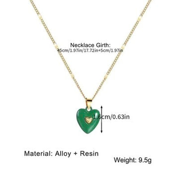 💚💚💚Heart pendant with necklace (green)