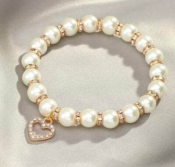 CLASSY PEARL & HEART BRACELET 🤍🤍🤍