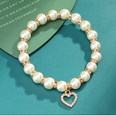 CLASSY PEARL & HEART BRACELET 🤍🤍🤍