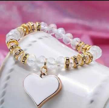 🤍🤍 🤍White  Heart Crystalline Bracelet