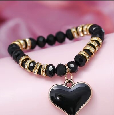 🖤🖤🖤 Black Heart Crystalline Bracelet