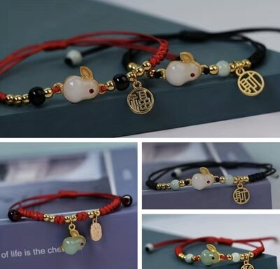 Jade bunny (red) bracelet