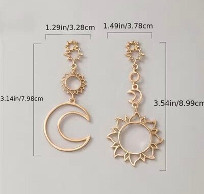 ☀️ Sun & moon 🌙 gold earrings