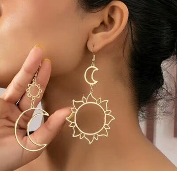 (Gold) Moon 🌙 with Sun ☀️ Earrings