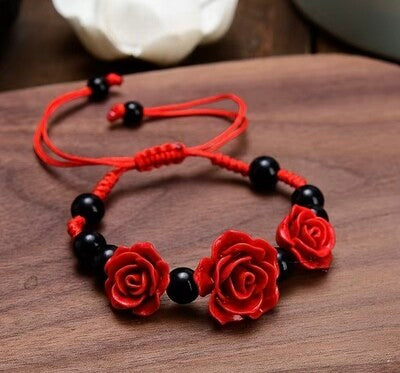 Rose Bracelet (Black Beads)🌹🌹🌹
