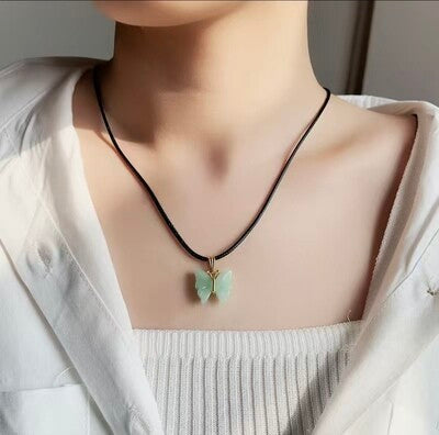 Jade Green Butterfly Necklace