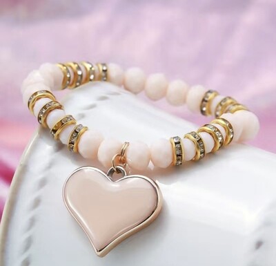 💝 Pink Heart Crystalline Bracelet