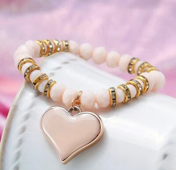 💝 Pink Heart Crystalline Bracelet