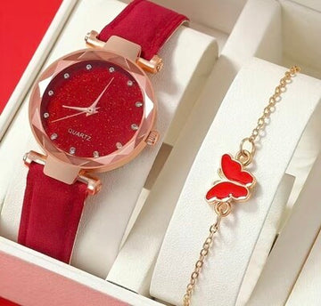 JAZZY Red Glitter watch with Bracelet ❤️