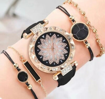 Jazzy Black Watch with Bangle Set 🖤bracelets